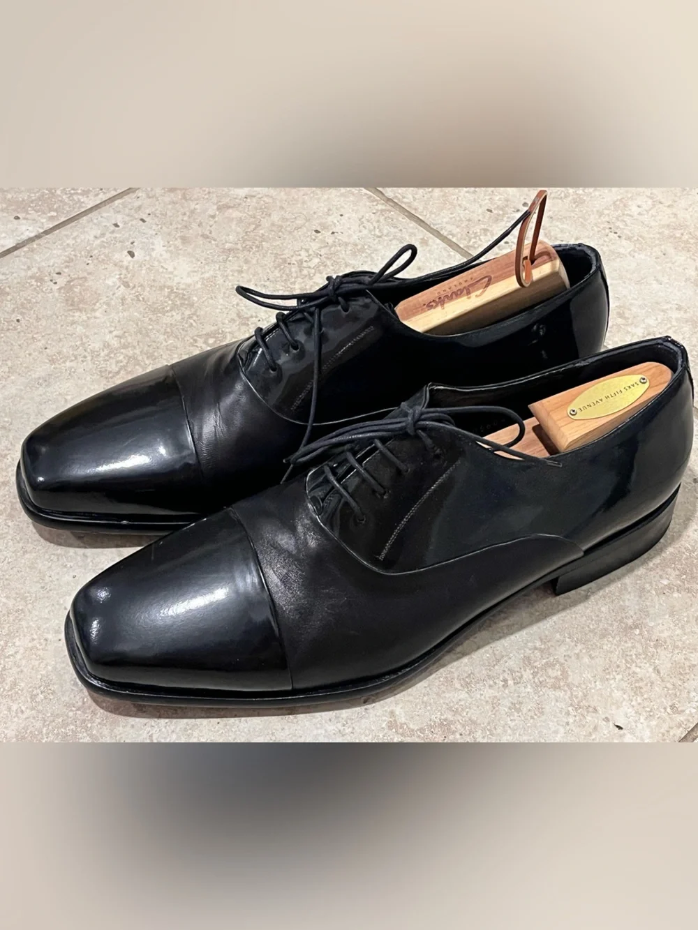 Mezlan Formal Tuxedo Dress Shoes Black Concerto Patent Leather  12 Wide W $350